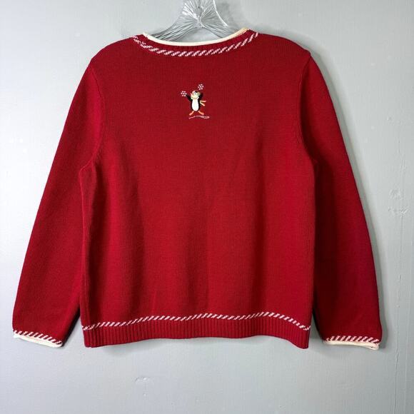 Christopher & Banks Petite Polar Bear Penguin Juggling Snowballs Sweater Sz PL - Picture 9 of 11